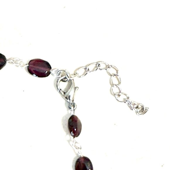 Genuine Garnet Short Necklace, Natural Gemstone w/ Paw Print Heart Beat Pendant - Picture 11 of 15
